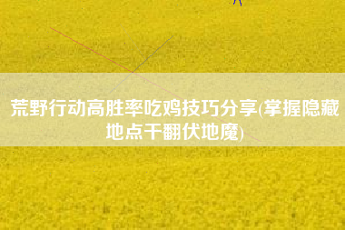 荒野行动高胜率吃鸡技巧分享(掌握隐藏地点干翻伏地魔)