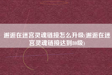 邂逅在迷宫灵魂链接怎么升级(邂逅在迷宫灵魂链接达到80级)