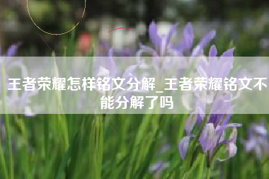 王者荣耀怎样铭文分解_王者荣耀铭文不能分解了吗