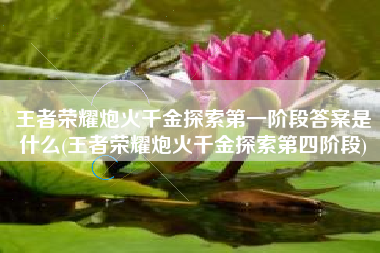 王者荣耀炮火千金探索第一阶段答案是什么(王者荣耀炮火千金探索第四阶段)