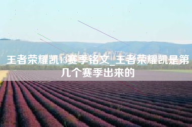 王者荣耀凯13赛季铭文_王者荣耀凯是第几个赛季出来的
