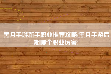 黑月手游新手职业推荐攻略(黑月手游后期哪个职业厉害)