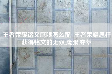 王者荣耀铭文鹰眼怎么配_王者荣耀怎样获得铭文的无双,鹰眼,夺萃
