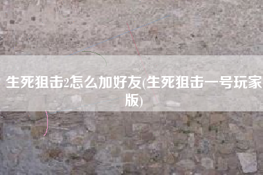 生死狙击2怎么加好友(生死狙击一号玩家版)