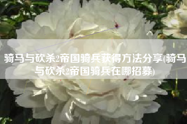 骑马与砍杀2帝国骑兵获得方法分享(骑马与砍杀2帝国骑兵在哪招募)