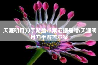 天涯明月刀手游盖术案证据是啥(天涯明月刀手游盖术案)