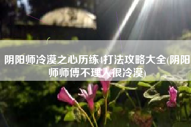 阴阳师冷漠之心历练4打法攻略大全(阴阳师师傅不理人很冷漠)