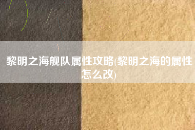 黎明之海舰队属性攻略(黎明之海的属性怎么改)