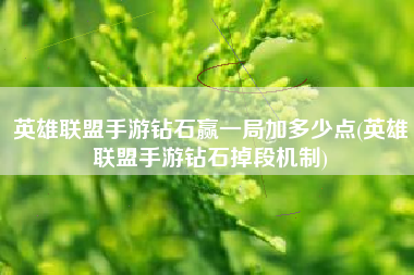 英雄联盟手游钻石赢一局加多少点(英雄联盟手游钻石掉段机制)