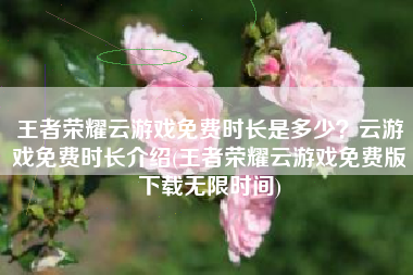 王者荣耀云游戏免费时长是多少？云游戏免费时长介绍(王者荣耀云游戏免费版下载无限时间)