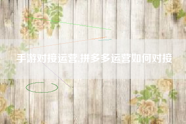 手游对接运营,拼多多运营如何对接