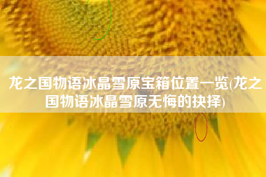 龙之国物语冰晶雪原宝箱位置一览(龙之国物语冰晶雪原无悔的抉择)