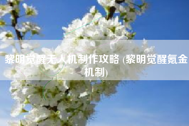 黎明觉醒无人机制作攻略 (黎明觉醒氪金机制)