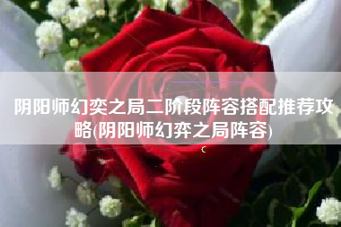 阴阳师幻奕之局二阶段阵容搭配推荐攻略(阴阳师幻弈之局阵容)