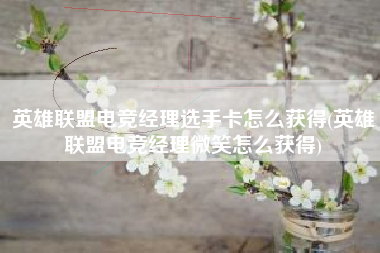 英雄联盟电竞经理选手卡怎么获得(英雄联盟电竞经理微笑怎么获得)