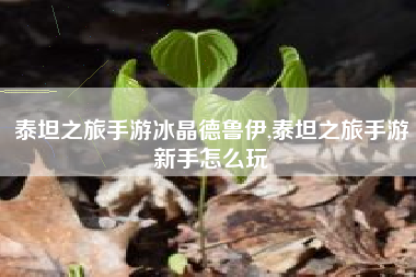 泰坦之旅手游冰晶德鲁伊,泰坦之旅手游新手怎么玩