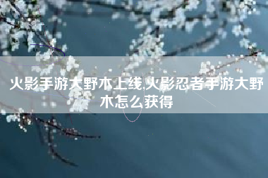 火影手游大野木上线,火影忍者手游大野木怎么获得
