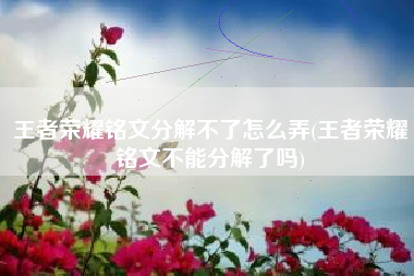 王者荣耀铭文分解不了怎么弄(王者荣耀铭文不能分解了吗)