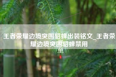 王者荣耀边境突围貂蝉出装铭文_王者荣耀边境突围貂蝉禁用