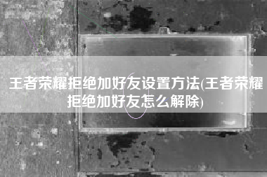 王者荣耀拒绝加好友设置方法(王者荣耀拒绝加好友怎么解除)