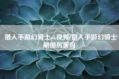 猎人手游幻骑士pk视频(猎人手游幻骑士刷图厉害吗)