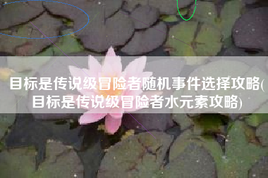 目标是传说级冒险者随机事件选择攻略(目标是传说级冒险者水元素攻略)