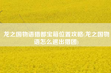 龙之国物语猎都宝箱位置攻略(龙之国物语怎么退出猎团)