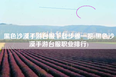 黑色沙漠手游台服下载步骤一览(黑色沙漠手游台服职业排行)