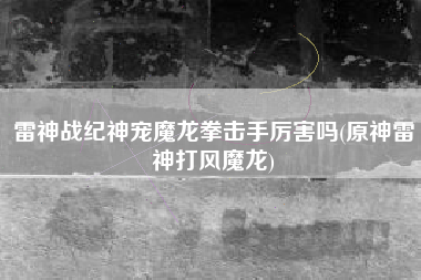 雷神战纪神宠魔龙拳击手厉害吗(原神雷神打风魔龙)