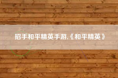 招手和平精英手游,《和平精英》