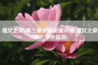 魔女之泉4第三章伊桑彩蛋攻略(魔女之泉4第三章水晶洞)