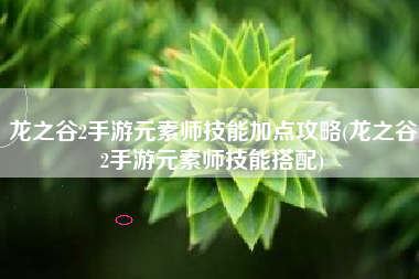 龙之谷2手游元素师技能加点攻略(龙之谷2手游元素师技能搭配)