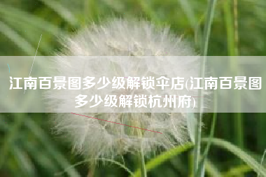 江南百景图多少级解锁伞店(江南百景图多少级解锁杭州府)