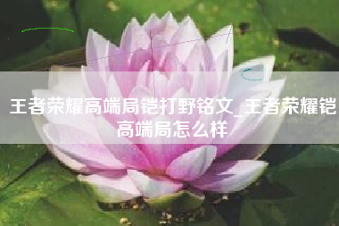 王者荣耀高端局铠打野铭文_王者荣耀铠高端局怎么样