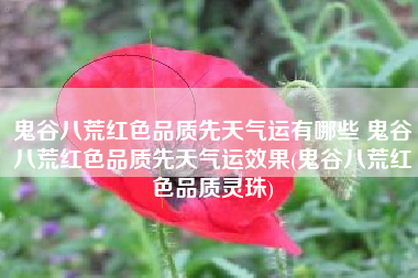 鬼谷八荒红色品质先天气运有哪些 鬼谷八荒红色品质先天气运效果(鬼谷八荒红色品质灵珠)
