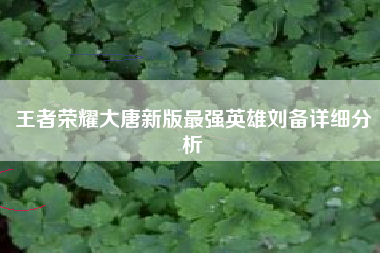 王者荣耀大唐新版最强英雄刘备详细分析
