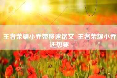 王者荣耀小乔带移速铭文_王者荣耀小乔还想要