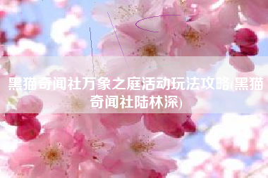 黑猫奇闻社万象之庭活动玩法攻略(黑猫奇闻社陆林深)