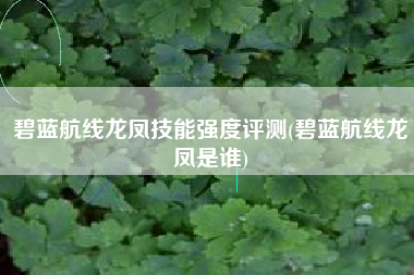 碧蓝航线龙凤技能强度评测(碧蓝航线龙凤是谁)