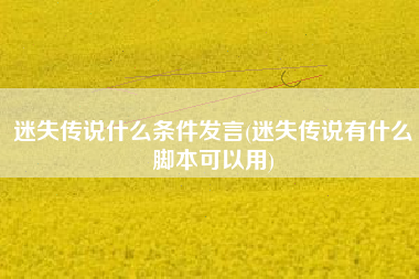迷失传说什么条件发言(迷失传说有什么脚本可以用)