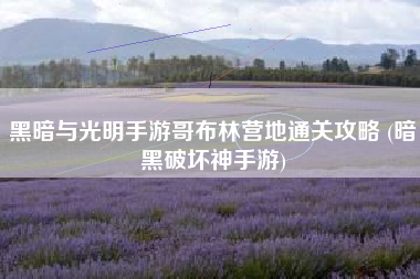 黑暗与光明手游哥布林营地通关攻略 (暗黑破坏神手游)