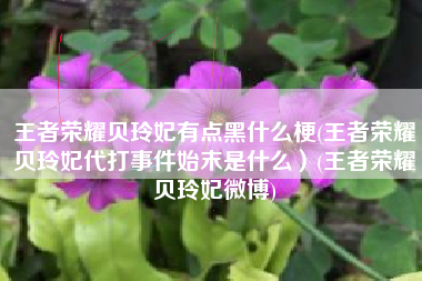 王者荣耀贝玲妃有点黑什么梗(王者荣耀贝玲妃代打事件始末是什么）(王者荣耀贝玲妃微博)