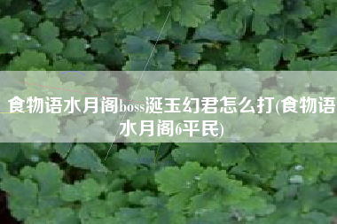 食物语水月阁boss涎玉幻君怎么打(食物语水月阁6平民)