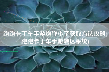 跑跑卡丁车手游炮弹小子获取方法攻略(跑跑卡丁车手游转区系统)