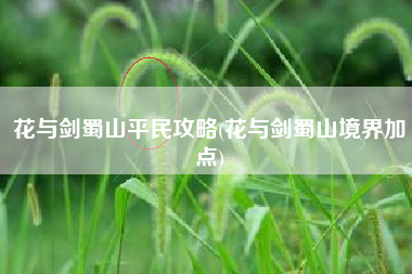 花与剑蜀山平民攻略(花与剑蜀山境界加点)