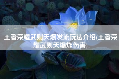 王者荣耀武则天爆发流玩法介绍(王者荣耀武则天爆炸伤害)
