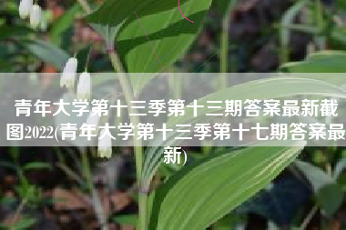 青年大学第十三季第十三期答案最新截图2022(青年大学第十三季第十七期答案最新)