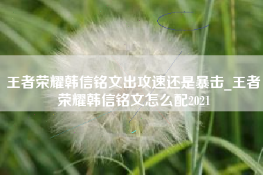 王者荣耀韩信铭文出攻速还是暴击_王者荣耀韩信铭文怎么配2021