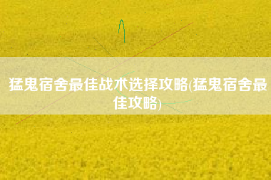 猛鬼宿舍最佳战术选择攻略(猛鬼宿舍最佳攻略)