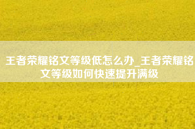 王者荣耀铭文等级低怎么办_王者荣耀铭文等级如何快速提升满级